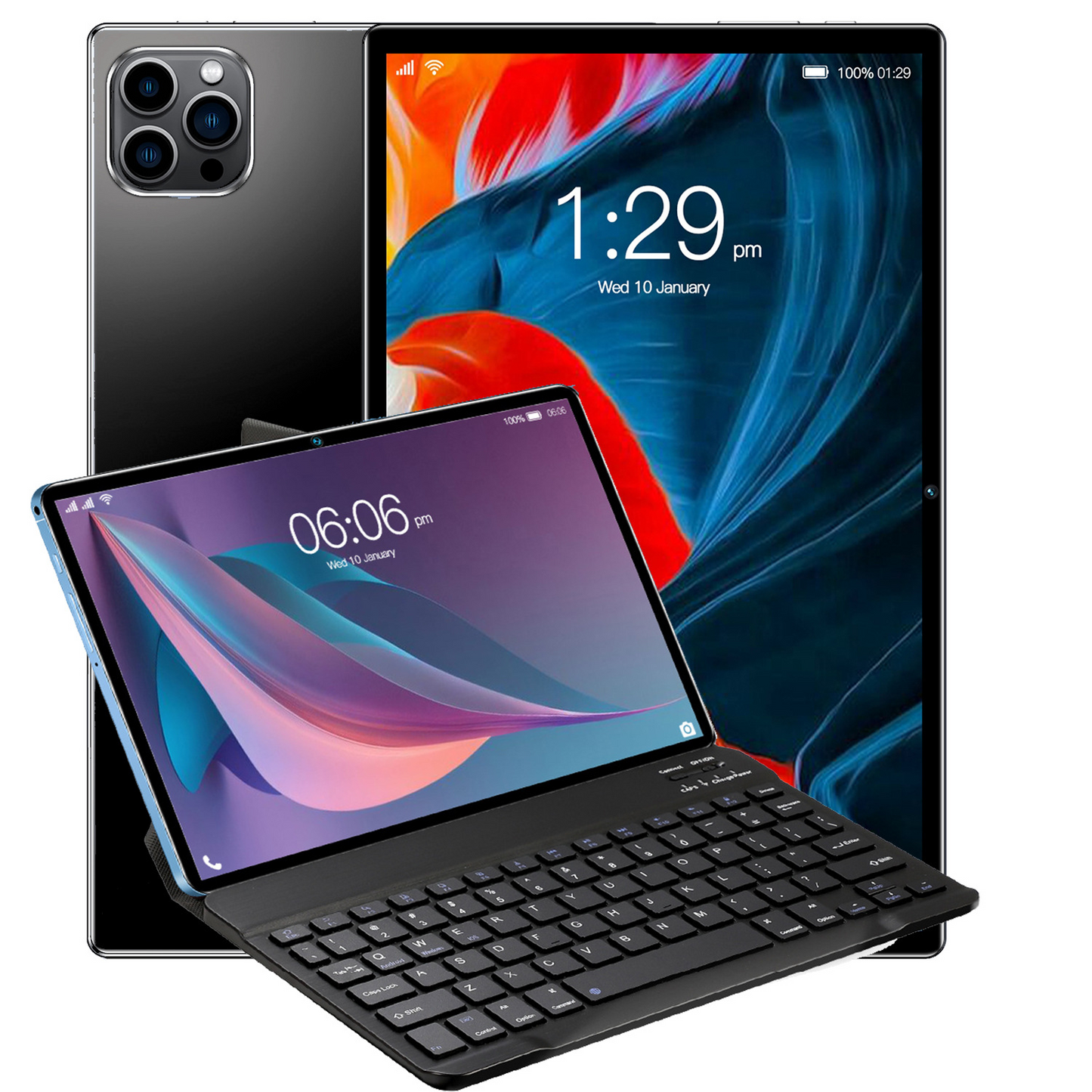 10.1-inch Android 10 version (can be upgraded to Android 14) - 2-in-1 portable device, equipped with keyboard, mouse, protective case, stylus, featuring 8GB RAM and 64GB storage space, equipped with dual cameras, suitable as a gift for students.