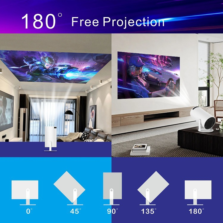 Portable Projector HY300 Pro, Android 11 Dual WiFi6 290ANSI Allwinner H713 BT5.4 1080P 1280*720P Projector, Multifunctional Projector for Home Cinema, Outdoor