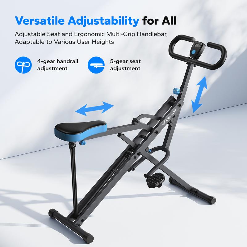 Squat Machine Glutes Workout Adjustable Resistance Foldable Exercise Equipment Leg Exercise Machine with 350lbs Weight Capacity, Rowing Machine