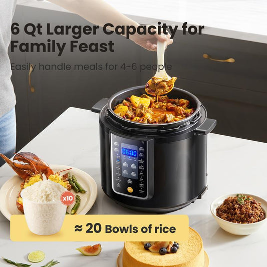 9-in-1 Electric Pressure Cooker Olla de Presion, 6QT Slow Rice Cooker 14 Presets Instant Multi Cooker