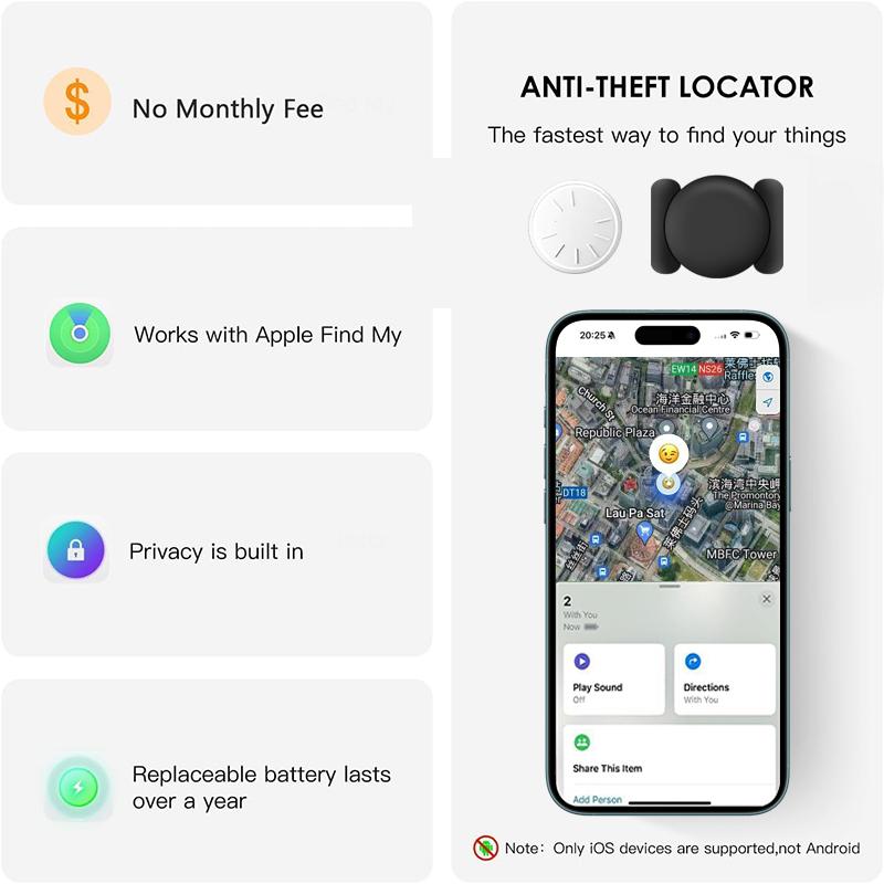 GPS Locator - Miniature locator with waterproof magnetic casing - No monthly fee - The best concealed GPS locator, anti-loss device, suitable for cars, pets, the elderly, children, and couples. Compatible with Android and Apple systems.