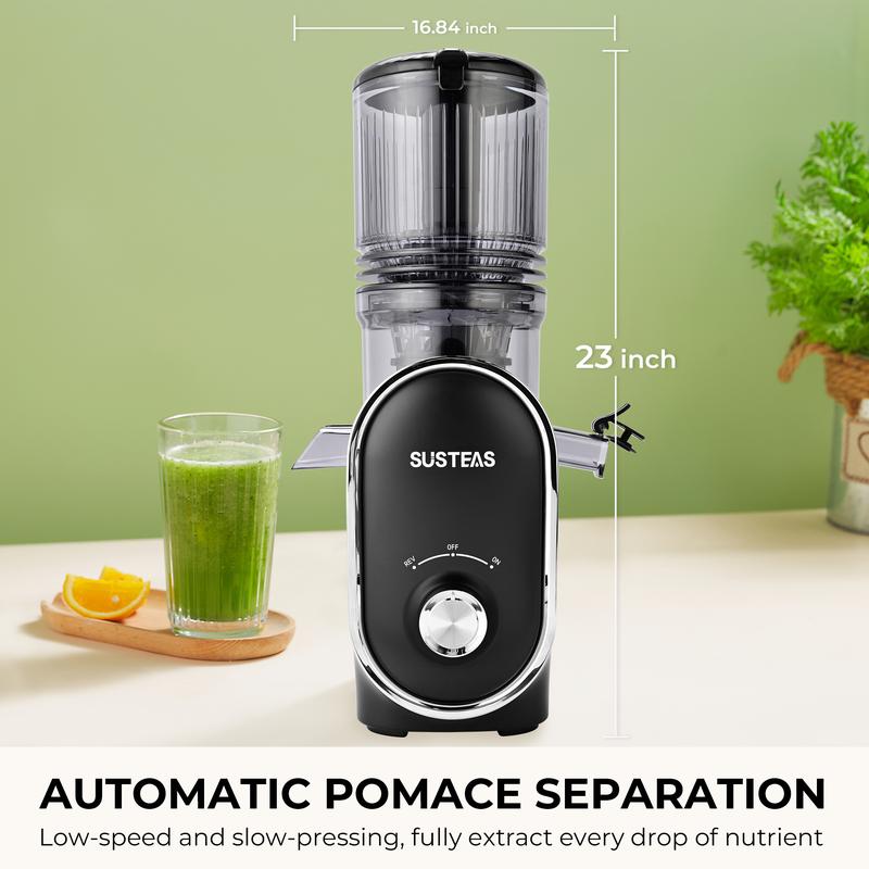 Cold Press Juicer, 5.3 Inch Large Feed Opening, Slow Masticator Chute, For Whole Vegetables and Fruits, High Yield, Easy to Clean Springtok Steel
