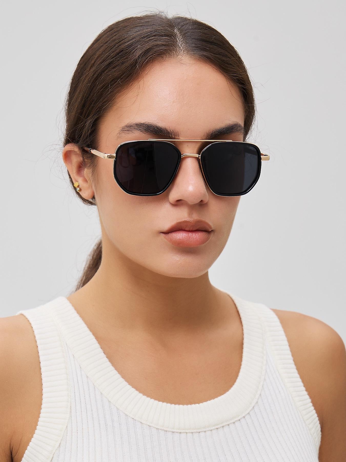 Summer 2026 Simple Polarized Shades Sunglasses For Everyday Use, Summer Geometric Frame Double Beam Fashion Sunglasses, Travel Accessories, Trendy Casual Sunglasses, National Day Offers