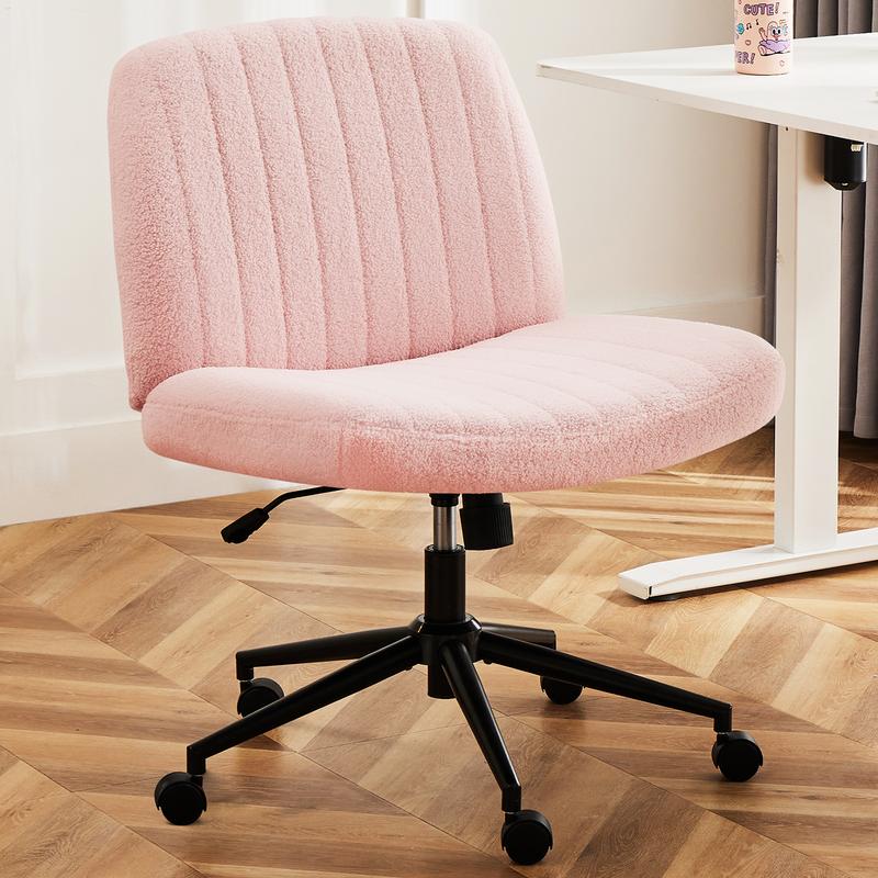 Height Adjustable Criss Cross Chair with No Wheels / with Wheels- Office Wide Swivel Home Office Desk Chairs Reading Chair
