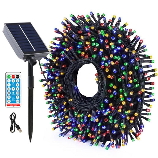 USB Rechargeable Solar Powered String LED Lights, Outdoor Waterproof LED Fairy Lights, Colorful Ambient Light For Home Garden Patio Party Decor, Solar Outside Lights
