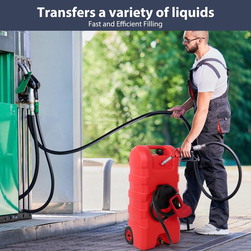 15 Gallon Portable Fuel Caddy with Siphon Pump and 10ft Hose - Ideal for Gasoline and Diesel Storage on Wheels for Cars, Lawn Mowers