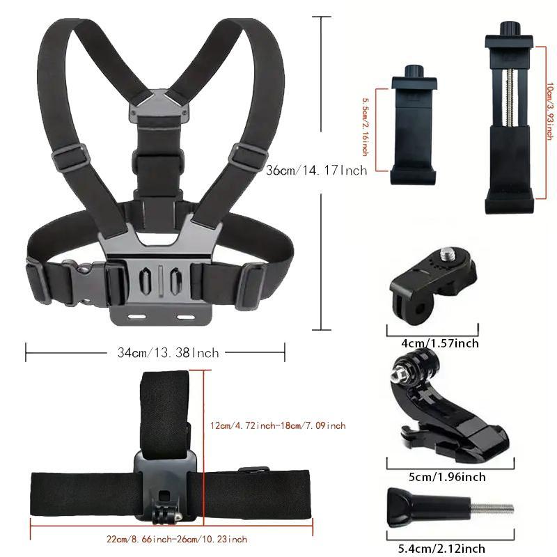 Action Camera Strap Set with Phone Clip, Durable Material Fixing Mount for Gopro/Smartphone/Osmo Action, Universal Compatibility Sports Camera Accessories, Adventure Sports