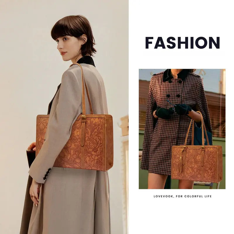 25new Canvas Laptop Tote Bag ches for Women with Clutch Purse, Lightweight Tote Bag with 2 Cup Holder, Purses for Women, Computer bag for Work, Office, Casual