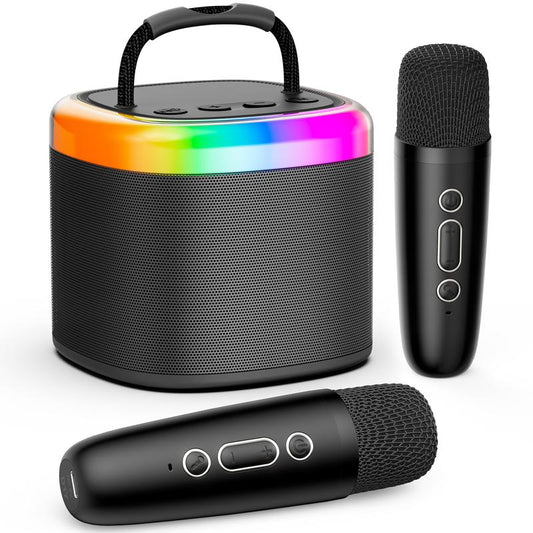 Wireless Portable Karaoke Speaker with 2 Wireless Microphones and RGB Light Show, Ideal for Kids, Travel, Outdoor Sports, Dorms, Parties, Birthdays, and Family Fun – A Great Gift Choice