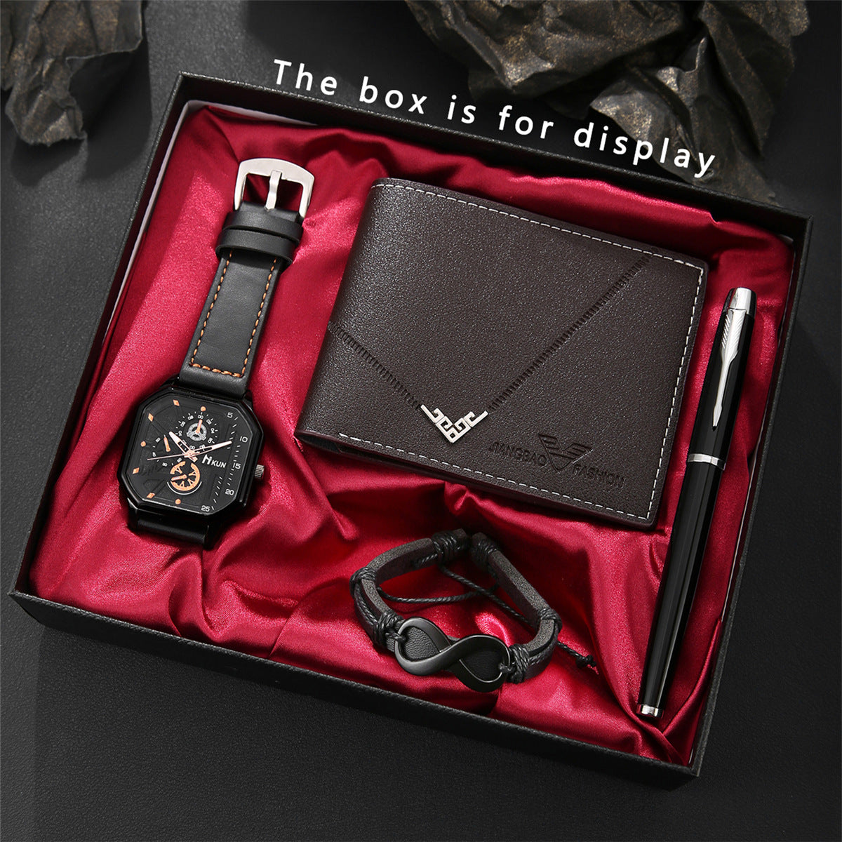 Men's Square Dial PU Leather Strap Analog Quartz Watch – Fashionable All-Match Design for Party & Daily Wear (With Gift Box Packaging)