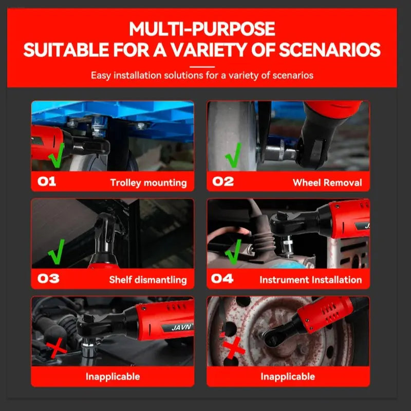 Electric Right Angle Wrench, 1 Count 45NM 3/8'' Ratchet Wrench, Removal Screw Nut Car Repair Tools, Power Tools, Impact Wrench Cordless Power Tools Set, Torque Wrench, Hardware