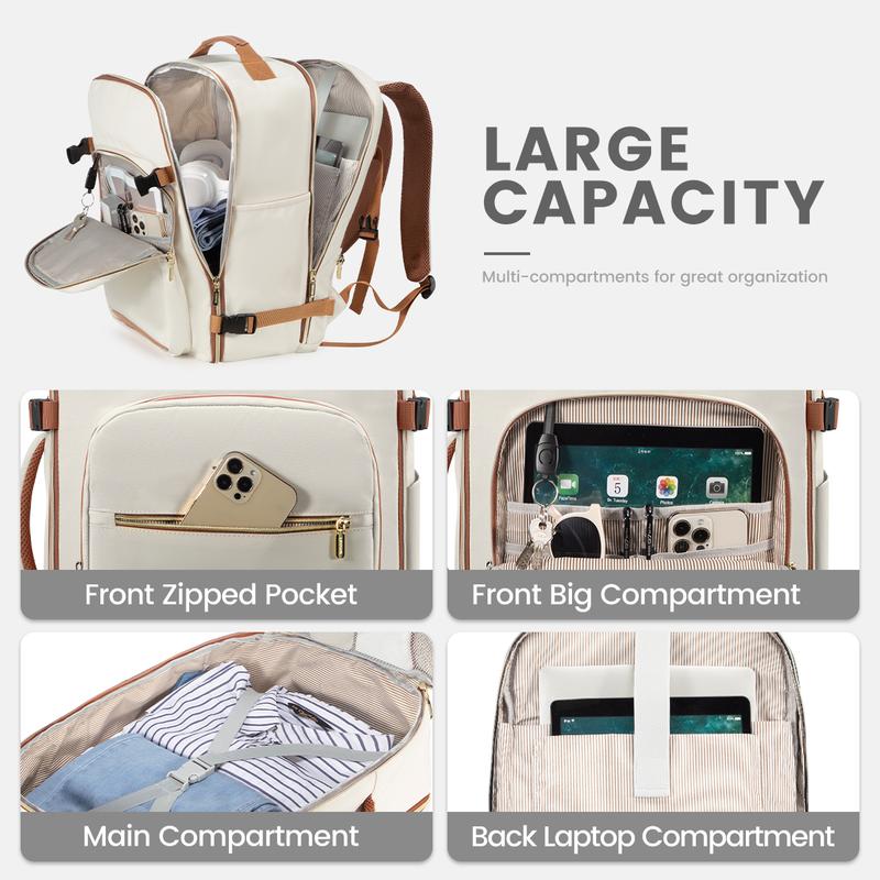 Colorblock Carry-On Travel Backpack with 3 Packing Cubes and Laptop Compartment - Personal Item,TSA-Friendly, Airline Approved Travel Bag for Hiking, Overnight, Weekend,Gift for Valentine's Day