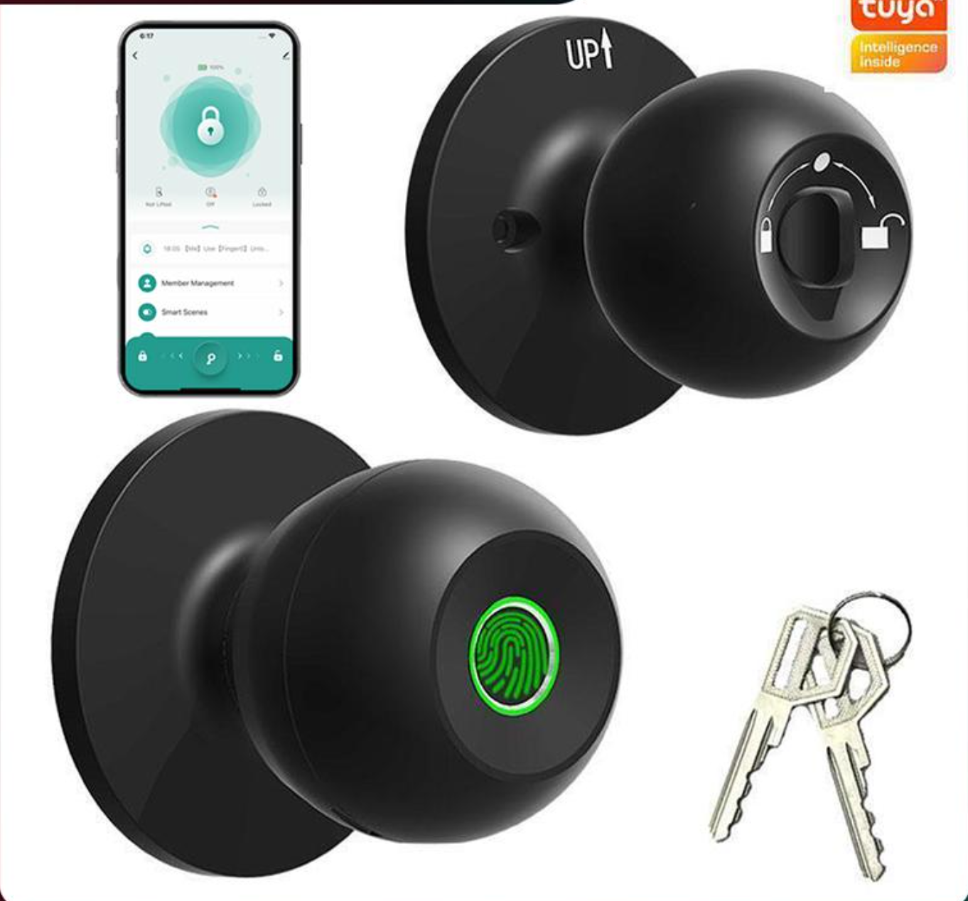 Smart Fingerprint Door Lock, 1pc Smart Lock with Anti-theft Function, Intelligent Door Knob with APP Suitable for Rooms, Offices, Apartments, Warehouses, and Garages Dealsforyoudays Handle Hardware