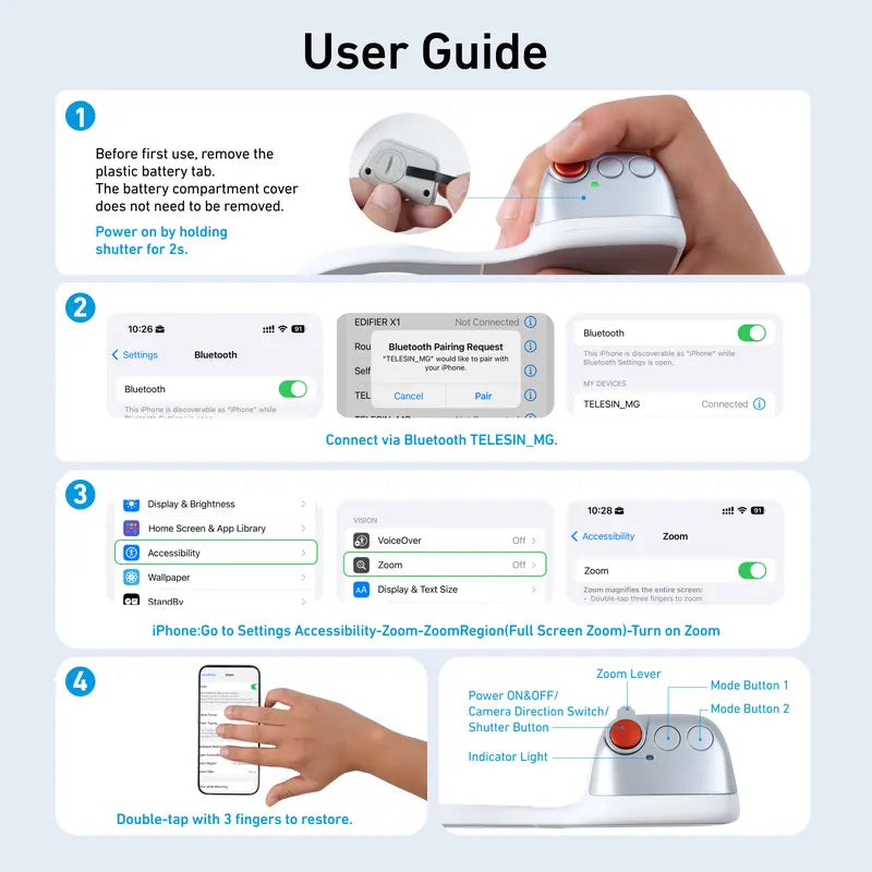 TELESIN Magnetic Phone Camera Grip with Wireless Shutter – DSLR-Style Handle for iPhone & Android, 1/4" Screw, Ergonomic Design, Perfect for Vlogging, Selfies, and Steady Shots, Compatible with iPhone 17