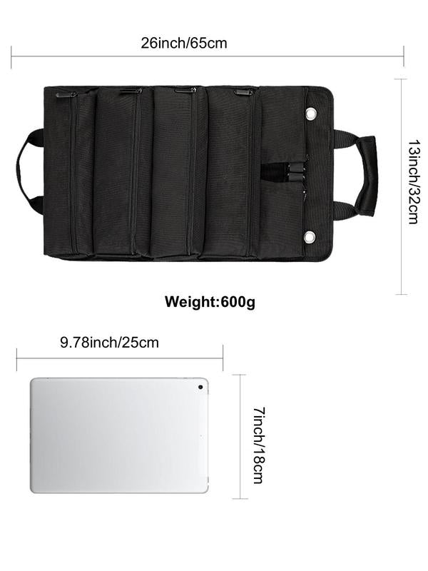 Black Portable Foldable Nylon Tool Bag, Convenient Tool Pockets, Multi-grid Zipper Tool Organizer with Removable Zipper Bags, Portable Tool Storage Bag for Home for Father's Day Gift, Tool Storage Kit
