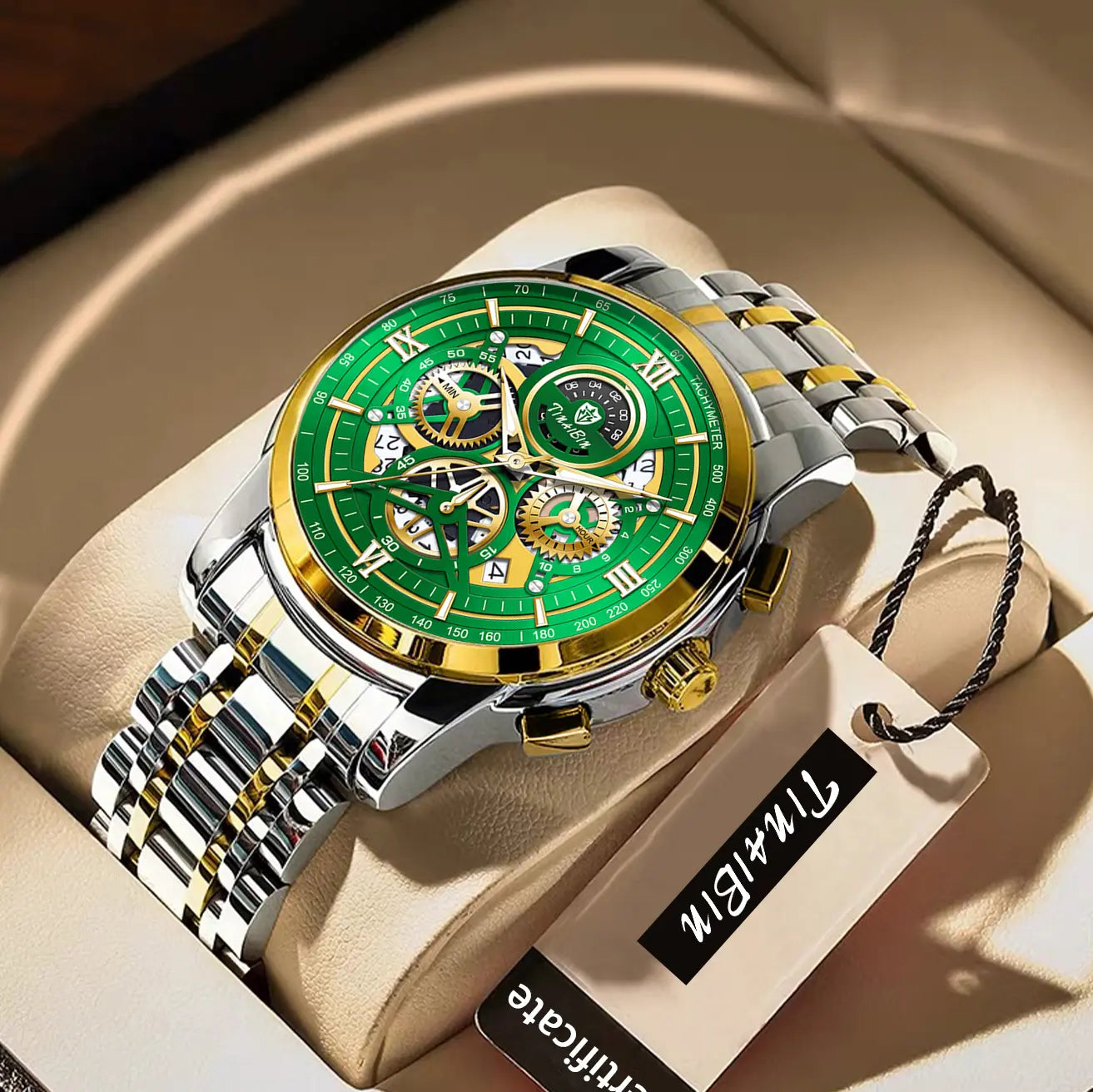 Multifunctional Luxury Men's Watch – Swiss Movement, Dual Calendar, Mechanical Style, Sapphire Crystal, Stainless Steel Strap, Luminous Waterproof Design
