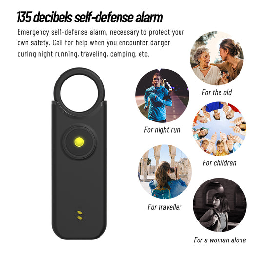 A personal safety alarm specially designed for children and women - with a loud volume, a flashing light, a keychain design, and multiple color options available.