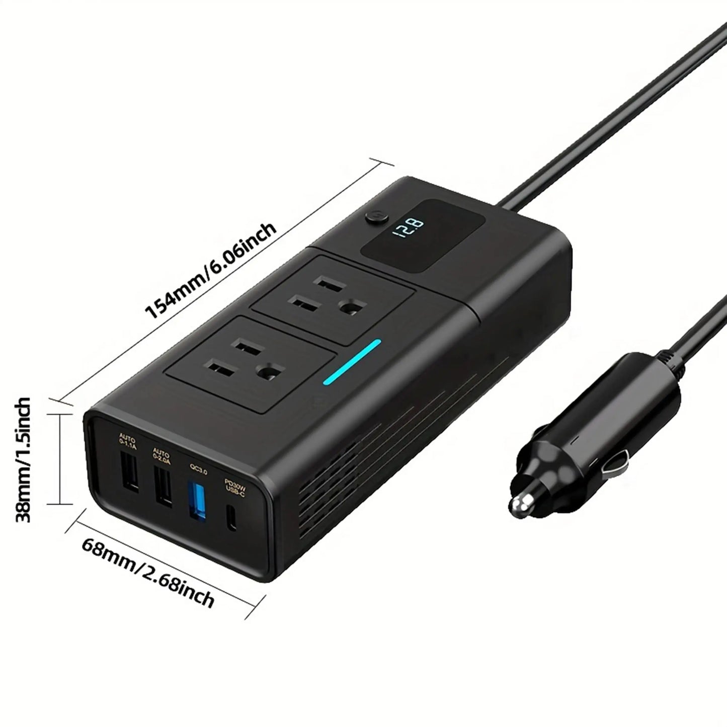 Car Power Inverter, 200W DC 12V to AC 110V Inverter, Car Charger Adapter, Fast Car Charger, Universal Vehicle Electrical Appliances, Car Gadgets, Electronic Accessories, Car Electronics, Car Essentials, Men Gifts