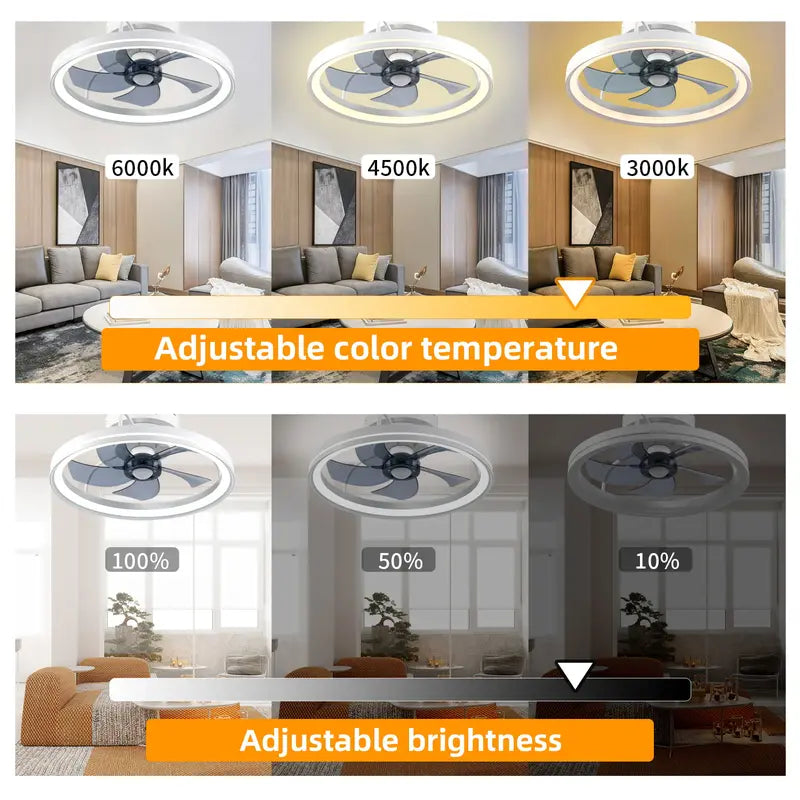 BaySquirrel Ceiling Fans with Lights, Flush Mount Modern Ceiling Fan and App & Remote Control, 19" LED Dimmable 6 Speeds Summer Gift Dealsforyoudays