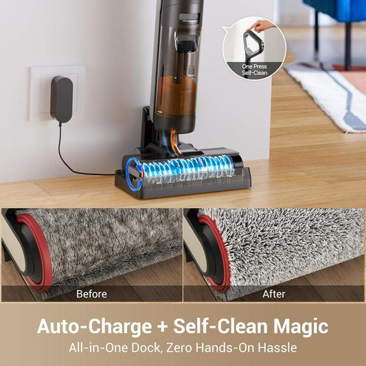 Vacuum Mop, Wet Dry Vacuum Cleaner, Cordless Vacuum Mop All in One with Auto Self-Cleaning, Up to 30 Mins Runtime, Cordless Floor Cleaner Machine for Hard Floors, Edge Cleaning Wet Dry Vacuum