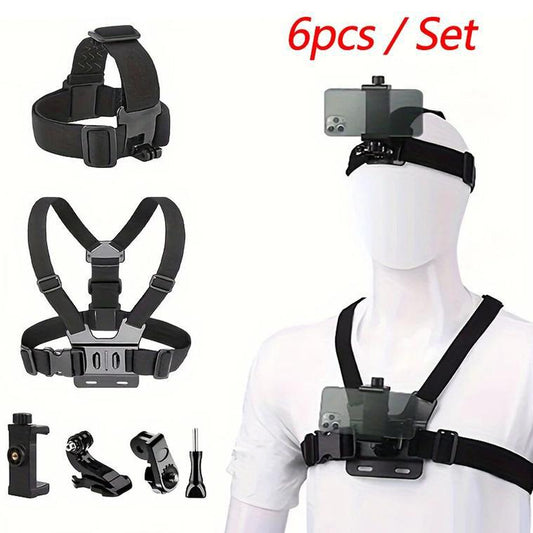Action Camera Strap Set with Phone Clip, Durable Material Fixing Mount for Gopro/Smartphone/Osmo Action, Universal Compatibility Sports Camera Accessories, Adventure Sports