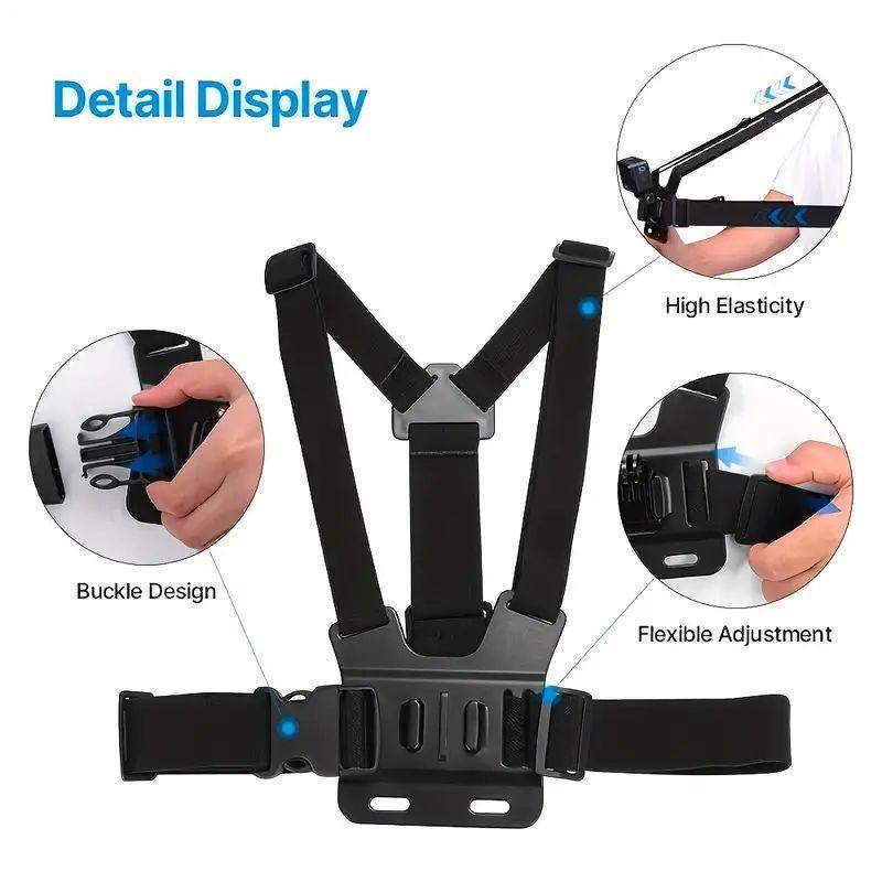 Action Camera Strap Set with Phone Clip, Durable Material Fixing Mount for Gopro/Smartphone/Osmo Action, Universal Compatibility Sports Camera Accessories, Adventure Sports