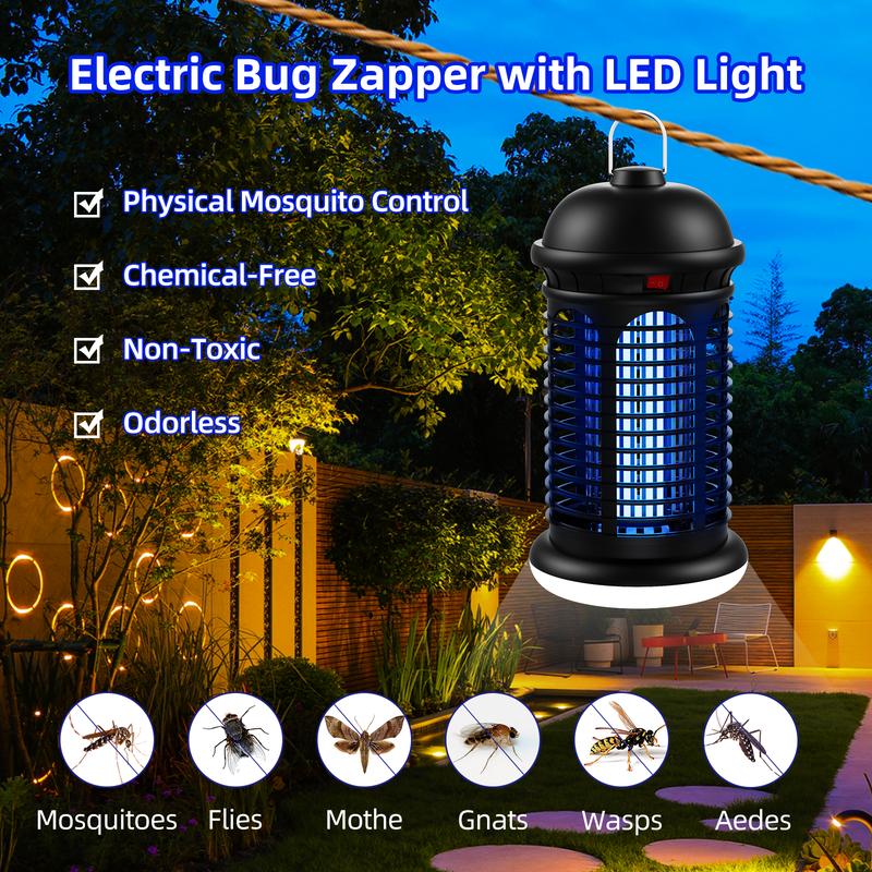 Electric Mosquito Zapper Outdoor Indoor, Bottom LED light Bug Zapper Fly Trap Insect killer for Summer Home, Backyard, Patio, Garden, New year and christmas gift