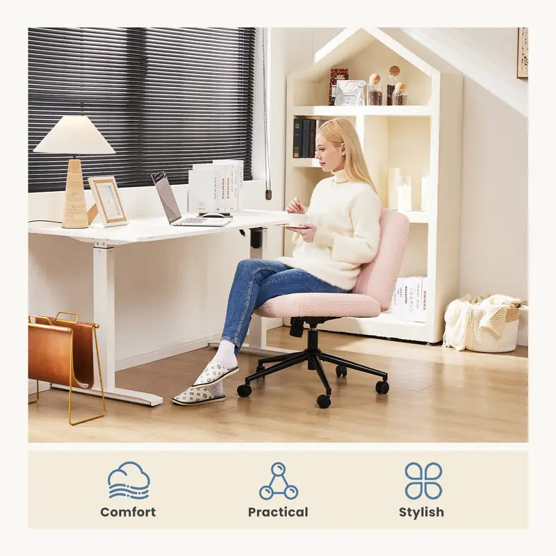 Height Adjustable Criss Cross Chair with No Wheels / with Wheels- Office Wide Swivel Home Office Desk Chairs Reading Chair