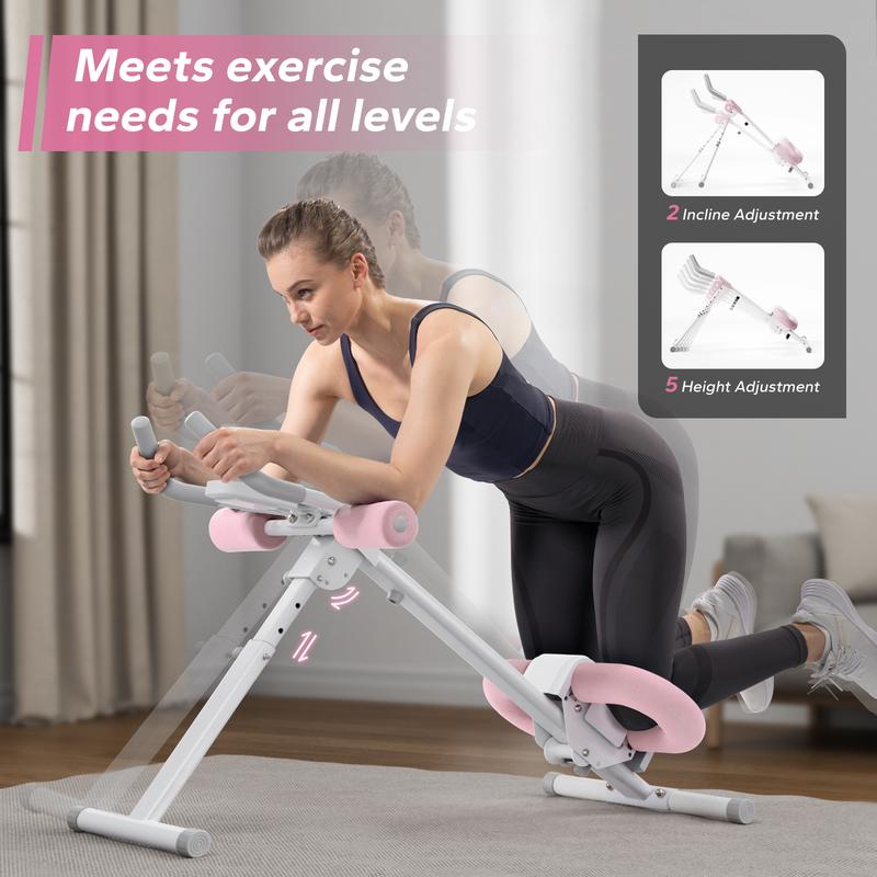 Adjustable Ab Trainer Machine with LCD Monitor, Foldable Ab Exercise Machine for abs, Arm, Leg, Buttocks Shaper, Core & Ab Trainer at Home Gym, Workout Equipment, OutdoorFun
