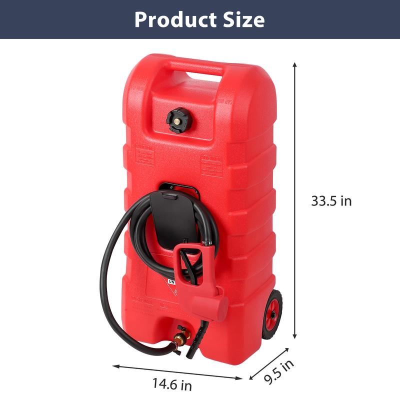 15 Gallon Portable Fuel Caddy with Siphon Pump and 10ft Hose - Ideal for Gasoline and Diesel Storage on Wheels for Cars, Lawn Mowers