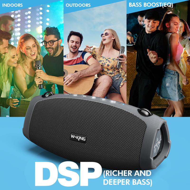 120W Portable Bluetooth Speaker with Wireless Microphone, IPX6 Waterproof, Triple Passive Radiators-Deep Bass/Hi-fi/DSP/Power Bank/TF/AUX/EQ/Opener