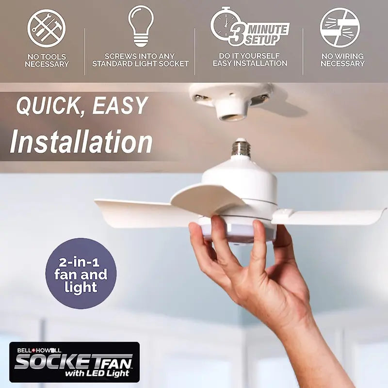 Socket Fan - Remote Controlled Socket Ceiling Fan & Light