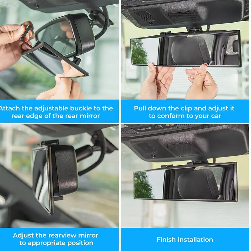 25 New Universal 11.81 Inch Panoramic Convex Real View Mirror for Car SUV Trucks Reversible Passengers High-Quality Glass Anti-Fall Design Easy Install Rearview Mirror