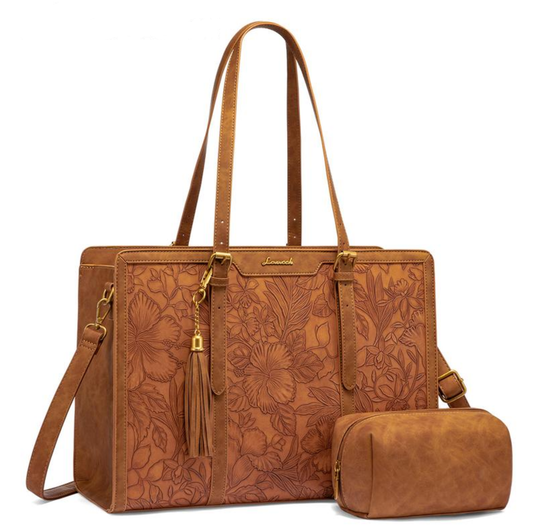 25new Canvas Laptop Tote Bag ches for Women with Clutch Purse, Lightweight Tote Bag with 2 Cup Holder, Purses for Women, Computer bag for Work, Office, Casual