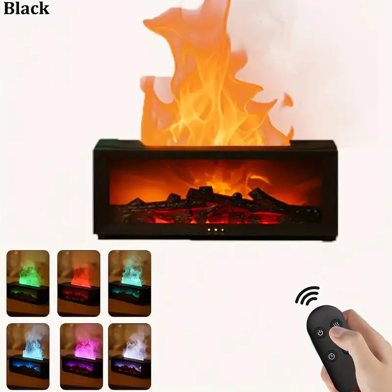 Fire Humidifier & Aroma Diffuser with 7-Color LED Flame Effect, Remote colorful fireplace air purifier diffuser. addict Lamp DiffuserEssential Oil Diffuser, Aromatherapy Machine, with Humidifier Lamp Diffuser with Cool Mist