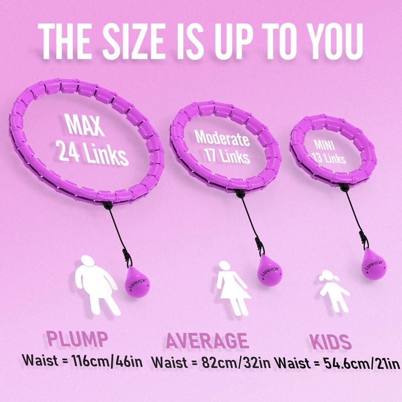 Weighted Hula Circle for Adults, Infinity Hoop Fit Plus Size 47 Inch/120cm, Include 24 Detachable Links and Waist Trainer for Women, Home Workout Equipment, Exercise Equipment, Home Training Equipment