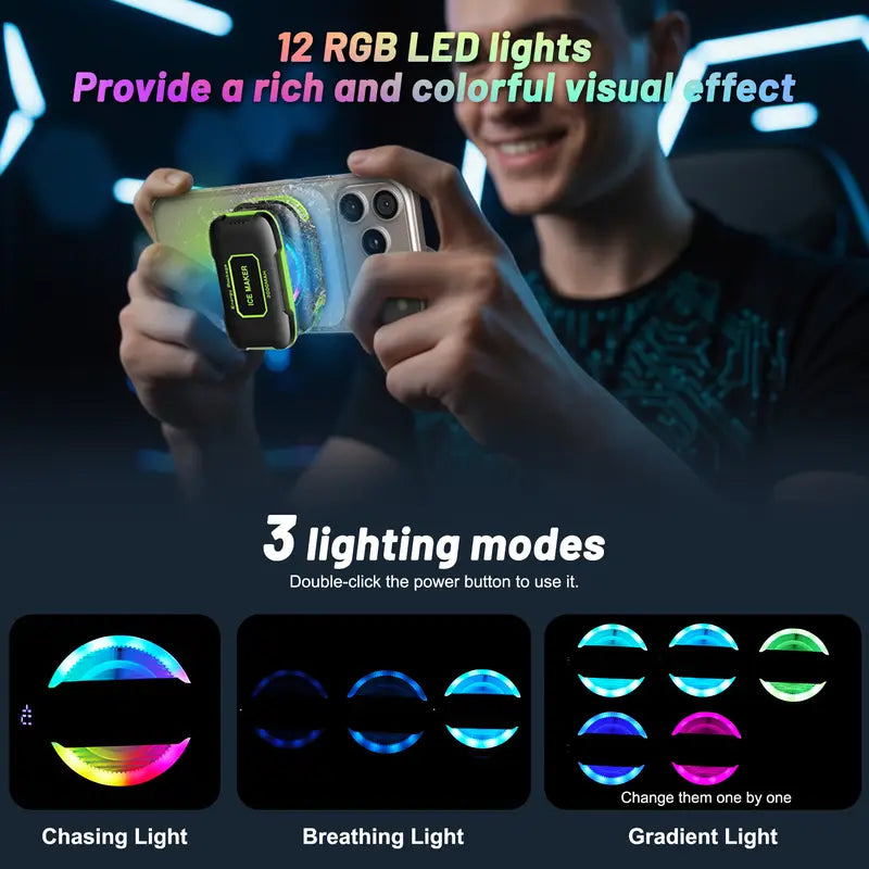 Magnetic Mobile Phone Cooler with Portable USB Fan - Lightweight Radiator, LED Temperature Display, Compatible for iPhone & Android Gamers