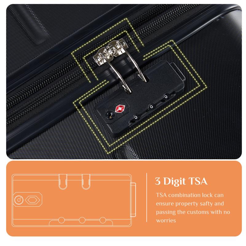 Luggage 20''/24''/28''Luggage, Hard Shell ABS Suitcase with Double Spinner Wheels, Lightweight Expandable Rolling Luggage with TSA Lock