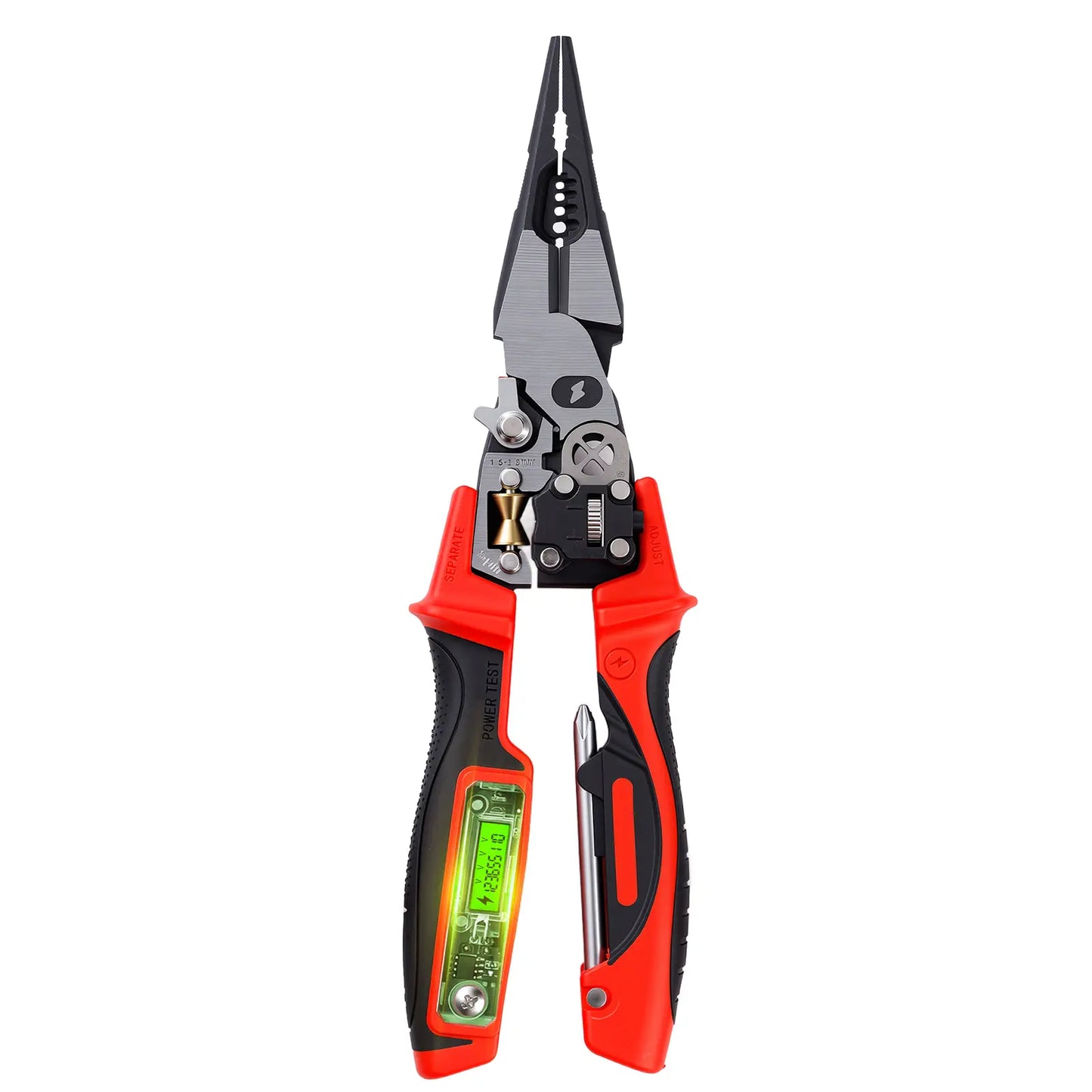 OPELI 8-in-1 Multi-Function Wire Stripper Pliers Diagonal Cutters for Nails Electrical Cables Special Tools with number display Voltage Tester&Alarms, Detectable12-250V, Heavy-Duty Electrical Pliers&Wire Cutters-for Professionaland Home Use image 7