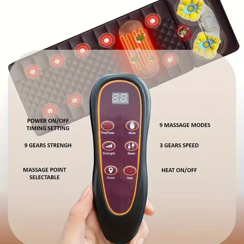 Large Brown Full Body Heating Massager Set, 2 Kinds of PU Material, with Neck & Foot Massage Devices, Massage Headrest & Lumbar Pillow, Timing Vibration Massager, Comfortable Wear-Resistant, Anti-Slip Base, Suitable for Home Use