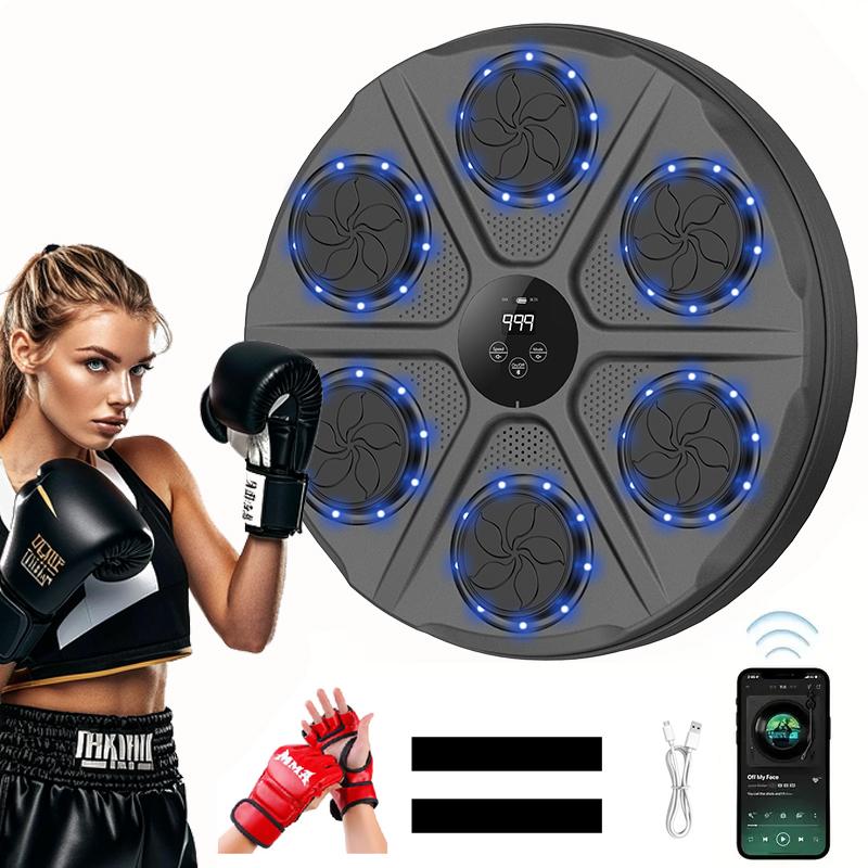 Music Boxing Six-Target Training Machine with Gloves - Wall Mount Fun Fitness for Kids,Music Boxing Machine, Wall Mount Boxing Machine - Smart Fun Fitness Gear for All Ages,Interactive Boxing Trainer - Enhance Workout Fun with Free Boxing Gloves