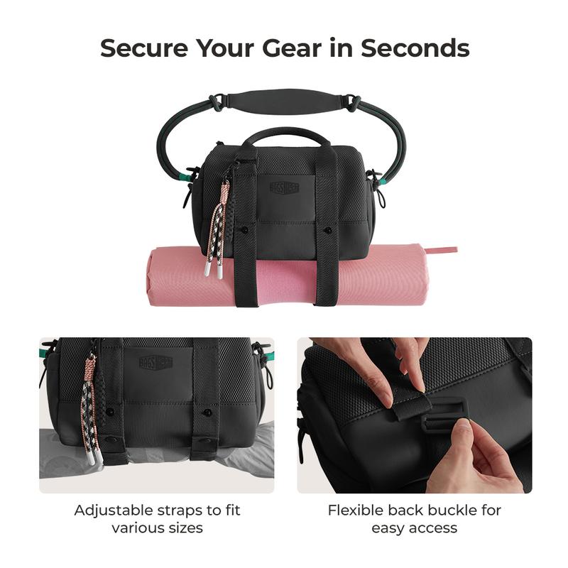 Reiki Mini Gym Compact Duffle Bag (9.84" x 5.9" x 6.69") 5.5L Capacity, Waterproof PVC Pocket, Adjustable Bottom Straps, Elastic side pockets, Ideal for Gym & Daily Use