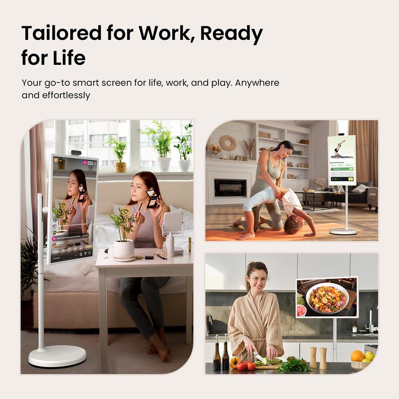 【Ultra-Large 15000mAh Battery】2025 Apolosign Gen 2 Portable TV,  27 inch True 4K UHD Portable TV, 6GB+128GB, Google EDLA-Certified Android 15 OS, Touch Screen, Voice Remote Control, Support Google Calendar, Full Swivel Rotation