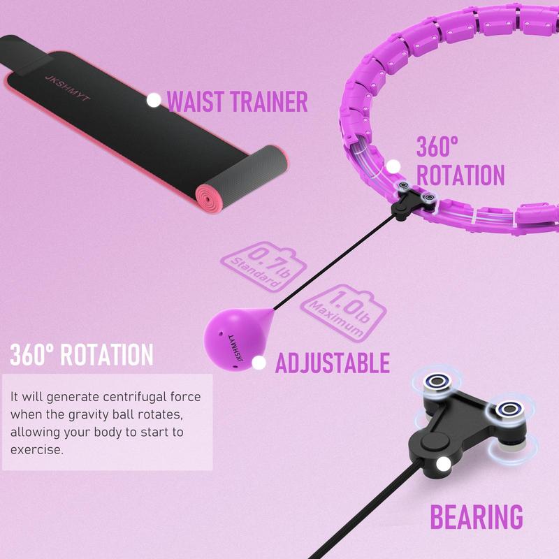 Weighted Hula Circle for Adults, Infinity Hoop Fit Plus Size 47 Inch/120cm, Include 24 Detachable Links and Waist Trainer for Women, Home Workout Equipment, Exercise Equipment, Home Training Equipment