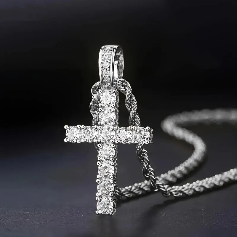 Cross Pendant Necklace for Men Women Hip Hop Jewelry Stainless Steel 3mm Chain Jewelry Gift