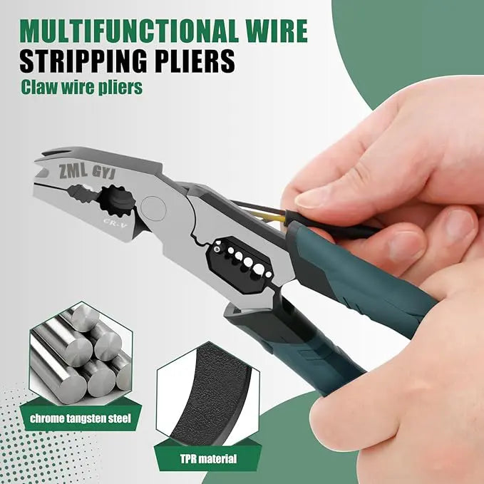 【DealsForYouDays】 6-in-1 Multi-Function CR-V Steel Wire Stripper Pliers, Diagonal Cutters with Adjustable Cutting Depth and Sharp Blades for Nails and Electrical Cables, Hardware Wirecutters, Construction Tool, Hand Tools Wire Stripping Machine Wirepliers image 9