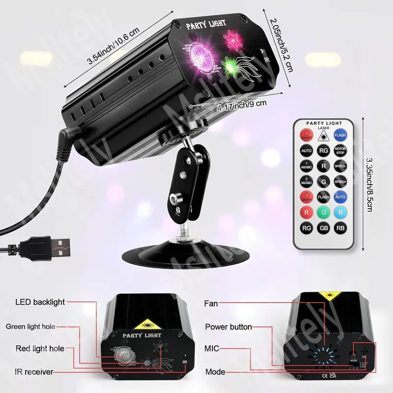 1pc All Aluminum One Body Party Disco Light with Remote Control, USB Powered, for Party Birthday Wedding Holiday Christmas Decoration, Halloween, Lighting Experience