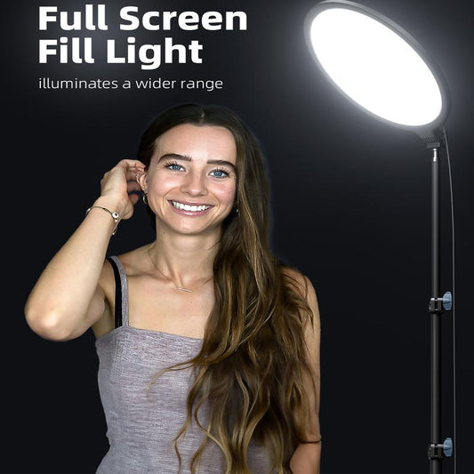 10.5" Ring Light with 69" Tripod Stand and Phone Holder Kit, Full-Screen Zoom Lighting for Video Recording, Makeup, Live Stream, Dimmable LED Selfie Ring Light Tripod for with Remote