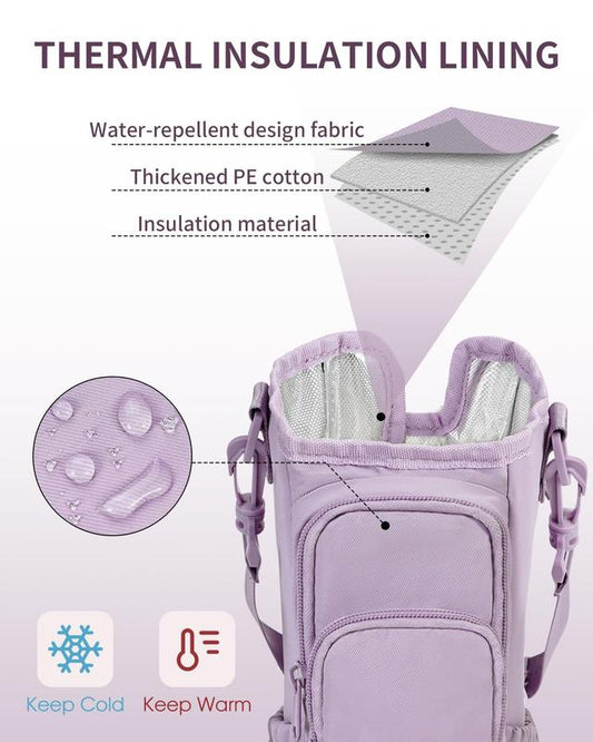 sportsnew Water Bottle Carrier Bag with Phone Pocket fo 40oz Tumbler with Handle Accessories Insulated Water Bottle Holder Pouch with Strap Crossbody with Straw Cover