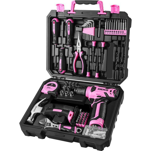 8V Cordless Drill Set, 126-Piece Home Tool Kit With Storage Box, Unisex DIY Power Tool Set For Fence Installation, Room Décor, Furniture Assembly, And Daily Repairs